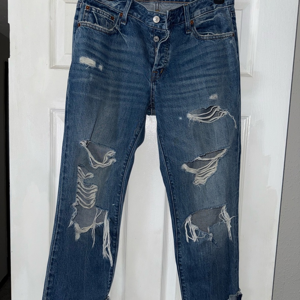 Abercrombie & Fitch Ripped Blue Boyfriend Jeans